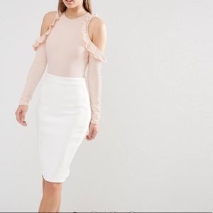 Frill detail off the shoulder bodysuit